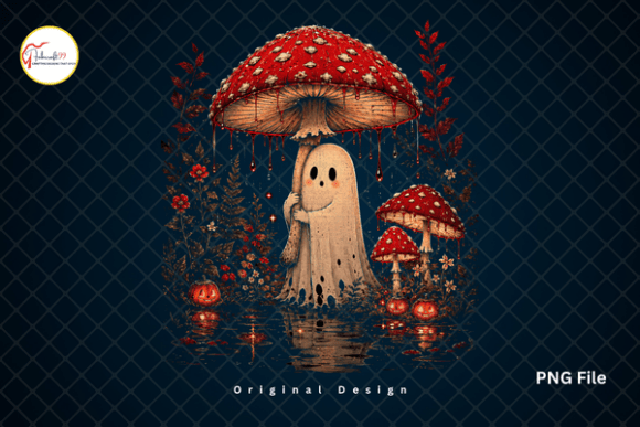 Cottagecore Mushroom Spooky Ghost PNG