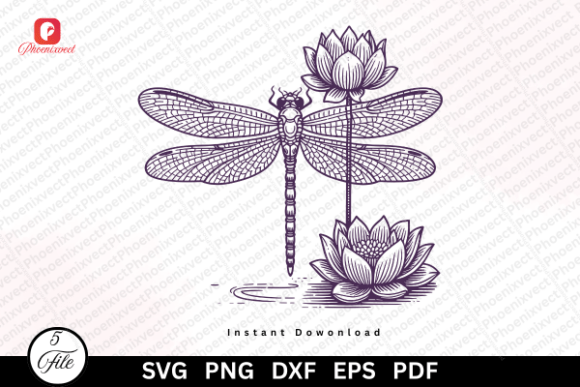 Elevate Designs with Floral Dragonfly Art