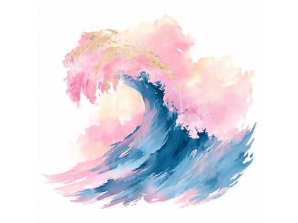 Elevate Your Coastal Creativity with a 14 JPG Watercolor Ocean Wave Set