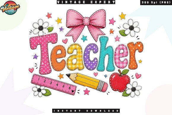 Evaluating the Cute Teacher Coquette Bow Patchwork PNG for Educational Design Projects