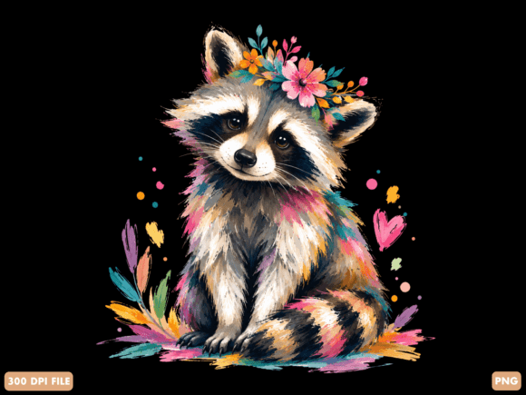 Evaluating the Watercolor Raccoon Floral PNG for Creative and Commercial Projects