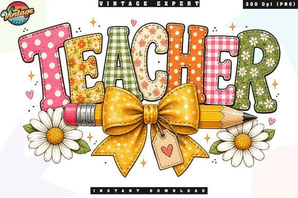 Floral Teacher Pencil Patchwork PNG Design Guide