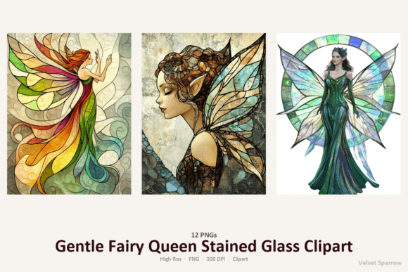 Gentle Fairy Queen Stained Glass Clipart: Elevating Your Creative Projects with Ethereal Design