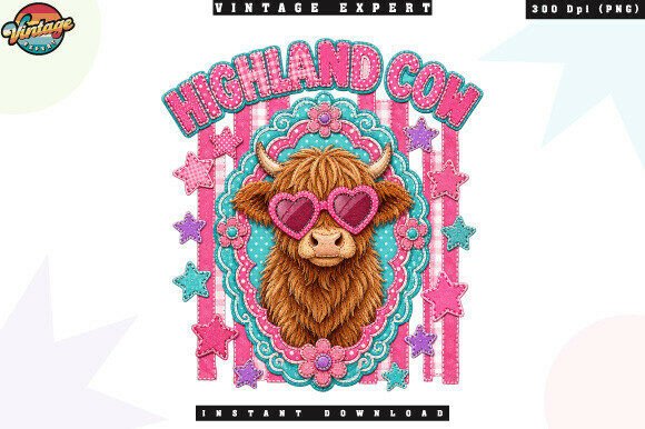 Highland Cow Sunglasses Patchwork PNG