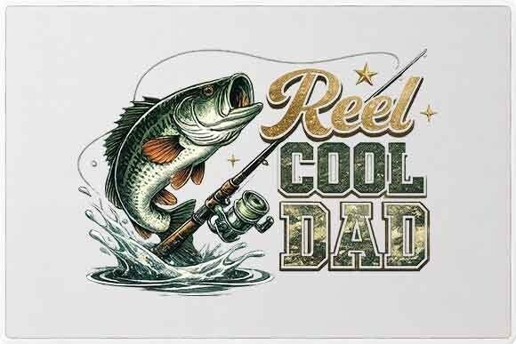 Reel Cool Dad Fishing Graphic PNG