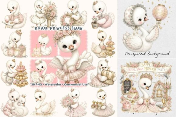 Royal Princess Swan Watercolor: Elegant Design Ideas