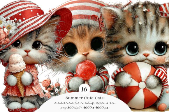 Summer Cute Cats Clipart Bundle: A Practical Asset for Creative Workflows
