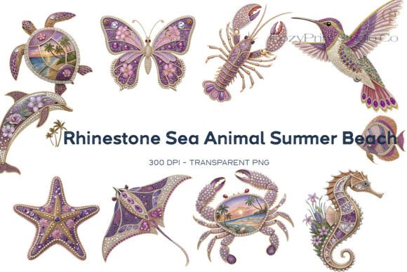 Transforming Your Crafts with Rhinestone Sea Animal Summer Beach PNGs