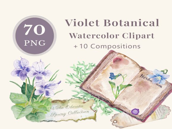 Vintage Violet Diary Watercolor Clipart: Elevating Your Creative Projects with Timeless Elegance